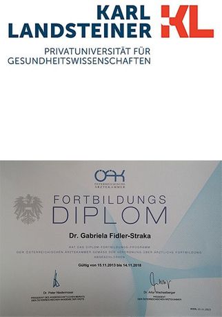 Fortbildungsdiplom von Dr. Fidler-Straka